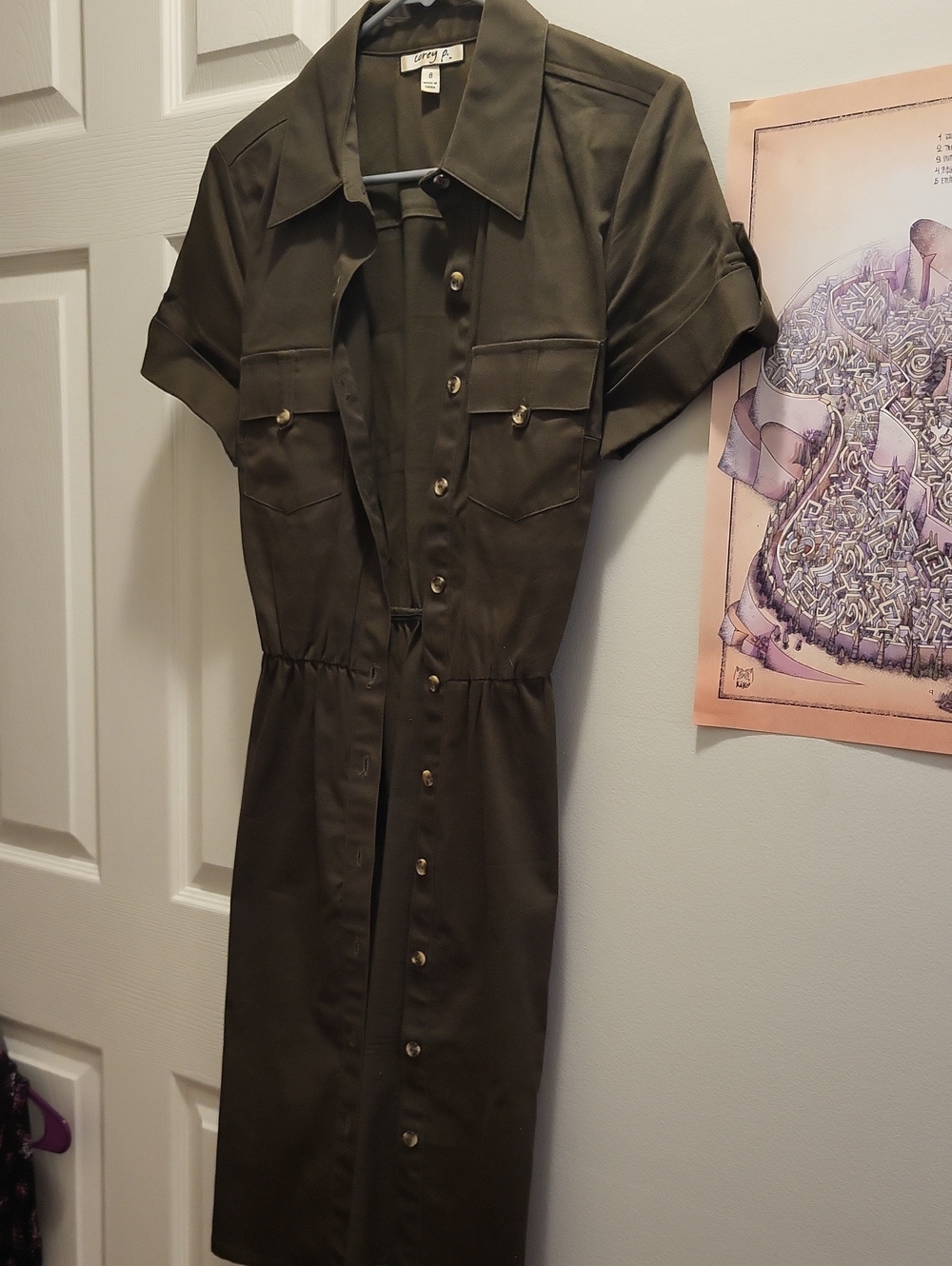 Army Green Button Down Dress